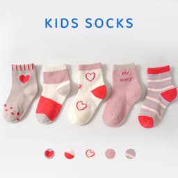 Tất cho bé trai bé gái  Set 5 đôi tất vớ cao cổ cho bé dày dặn giữ ấm chân mùa thu đông trẻ em 0 - 6 tuổi 2