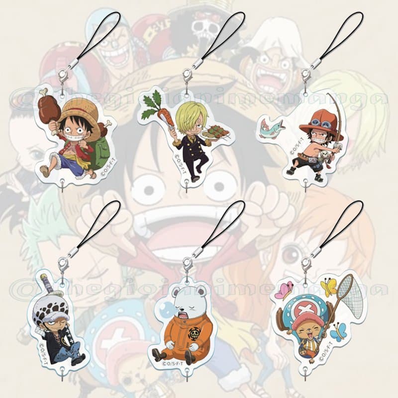 (mua 1 tặng 1) Móc dây treo điện thoại ONE PIECE ver HOẠT ĐỘNG anime chibi popsocket griptok mica tiện lợi