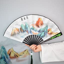 Quạt Xếp Lụa NGỌC THANH CÔN LUÂN Phiến Cổ Trang Quạt Gập Sơn Thủy Trung Hoa Phụ Kiện Hán Phục 3