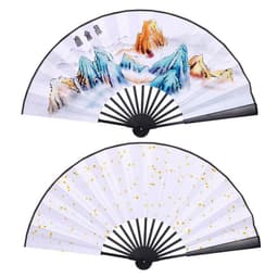 Quạt Xếp Lụa NGỌC THANH CÔN LUÂN Phiến Cổ Trang Quạt Gập Sơn Thủy Trung Hoa Phụ Kiện Hán Phục 5