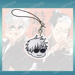 (mua 1 tặng 1) Móc dây treo điện thoại JUJUTSU KAISEN ver FACE ĐEN TRẮNG anime chibi mica trong acrylic móc khóa 1