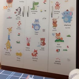 Tranh dán tường cho bé, decal dán tường học tiếng anh, động vật, dễ dán - trang trí phòng bé, bền đẹp, không bong Orange 4