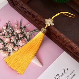 DÂY ĐỒNG TÂM KẾT MŨ VÀNG KIM LOẠI - Móc Khóa Tua Rua Đỏ Cổ Phong Đạo Cụ Cosplay Quà Tặng Độc Đáo 8