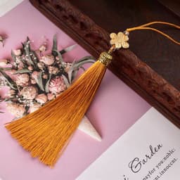 DÂY ĐỒNG TÂM KẾT MŨ VÀNG KIM LOẠI - Móc Khóa Tua Rua Đỏ Cổ Phong Đạo Cụ Cosplay Quà Tặng Độc Đáo 7