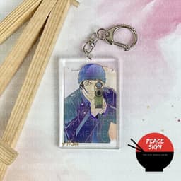(mua 1 tặng 1) ( MÀU NƯỚC CHỮ NHẬT 2 ) Móc khóa DETECTIVE CONAN Thám Tứ Lừng Danh keyring mica in hình anime chibi  3