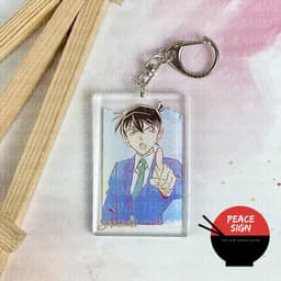 (mua 1 tặng 1) ( MÀU NƯỚC CHỮ NHẬT 2 ) Móc khóa DETECTIVE CONAN Thám Tứ Lừng Danh keyring mica in hình anime chibi  4