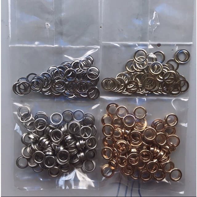 Khoen ore loại 5li,6li,8li,10li không rỉ sét (Khoen bằng thau loại mỏng) Màu bạc Màu vàng Bịch 100 cái Có long đền