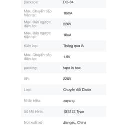 Diode 1SS133 thay thế 1n4148 3