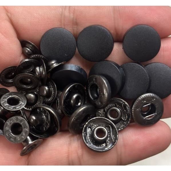 Nút bấm 4 thành phần (nút bóp, nút lò xo) Sơn đen bóng đen nhám Bằng Thau không gỉ Size 12mm,15mm