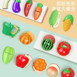 ( Kèm Giỏ) Đồ Chơi Cho Trẻ Em Dụng Cụ Cắt Lát Rau Củ Quả 30 chi tiết Đồ Chơi Nhà Bếp Đồ Chơi Tương Tác Cha Mẹ Trẻ Em Bé 5