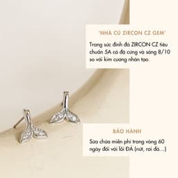 Bông Tai Nữ Đá Zircon Cz 5A Hình Đuôi Cá NHÀ CÚ Cây Xỏ Bạc 925 Nữ Tính Phong Cách Khuyên Tai Hàn Quốc 17934 3