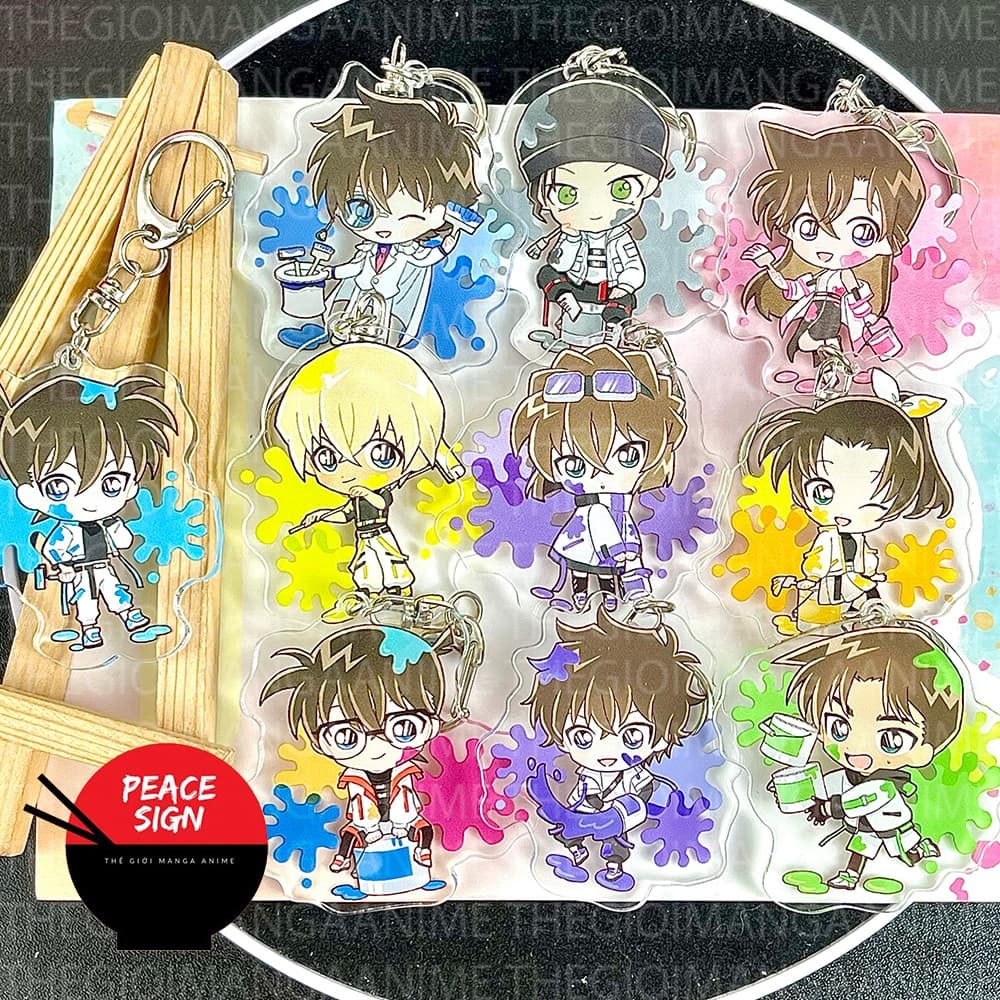 (Mua 1 tặng 1) Móc khóa DETECTIVE CONAN ver SƠN NƯỚC Thám tử lừng danh in hình anime chibi mica trong acrylic