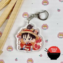 (Mua 1 tặng 1) Móc khóa ONE PIECE ĐẢO HẢI TẶC TAI THÚ ĐỒ ĂN in hình anime chibi acrylic dễ thương zoro sanji luffy law 3