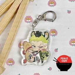 (Mua 1 tặng 1) Móc khóa ONE PIECE ĐẢO HẢI TẶC TAI THÚ ĐỒ ĂN in hình anime chibi acrylic dễ thương zoro sanji luffy law 5