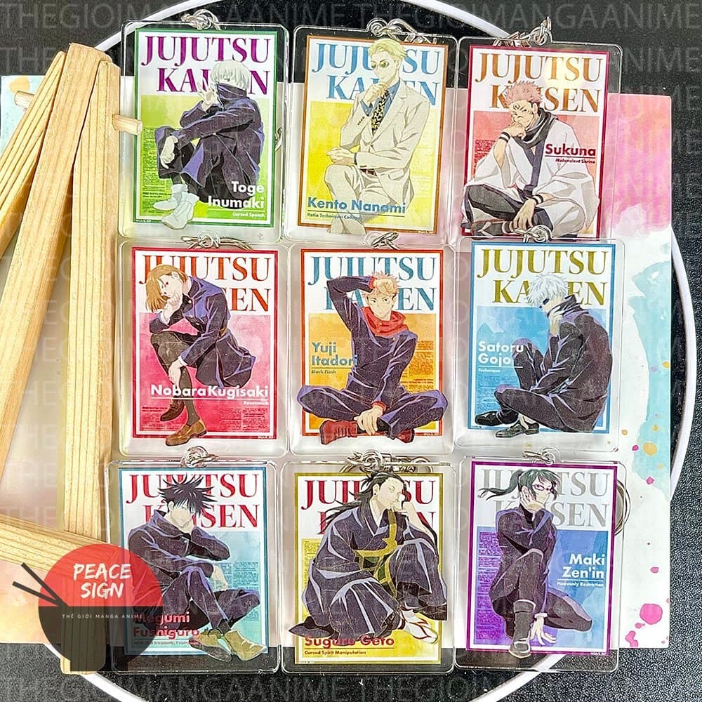 (mua 1 tặng 1) Móc khóa JUJUTSU KAISEN ver TẠP CHÍ Chú thuật hồi chiến in hình anime chibi mica acrylic dễ thương