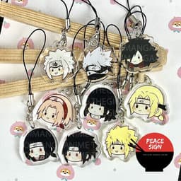 (mua 1 tặng 1) Móc dây treo điện thoại IN HÌNH NARUTO SHIPPUDEN ver FACE CHIBI hình in 2 mặt 1