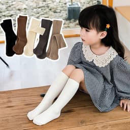 Tất cotton Cao Đùi Gân Tăm Cho Bé Gái sợi bông mềm mại thoáng khi khử mùi 1