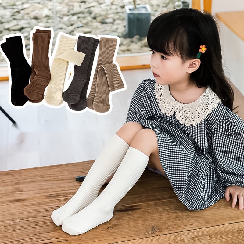 Tất cotton Cao Đùi Gân Tăm Cho Bé Gái sợi bông mềm mại thoáng khi khử mùi