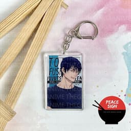 (mua 1 tặng 1) Móc khóa JUJUTSU KAISEN ver CHỮ NHẬT Chú thuật hồi chiến in hình anime chibi mica acrylic dễ thương 5