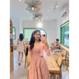 Set đầm 2 dây caro hồng khoác ngoài màu pastel dành cho nàng bánh bèo, tiểu thư, set đầm váy maxi 2 dây đi biển đẹp 7