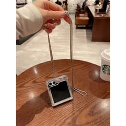 [CÓ SẴN] Ốp Z GLIP 8 - Z Flip4 - Z Flip7 - Flip5 5G tráng gương chống sốc charm tim cá tính kèm dây bạc nhuyễn đeo dài 2