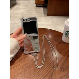 [CÓ SẴN] Ốp Z GLIP 8 - Z Flip4 - Z Flip7 - Flip5 5G tráng gương chống sốc charm tim cá tính kèm dây bạc nhuyễn đeo dài 4