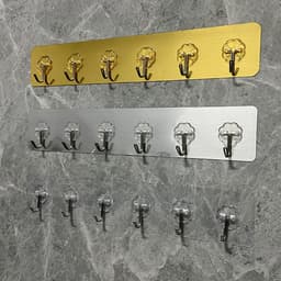 Móc Treo Dán Tường Treo Quần Áo, treo đồ 6 móc siêu dính chịu lực cho nhà tắm, nhà bếp tiện dụng 4
