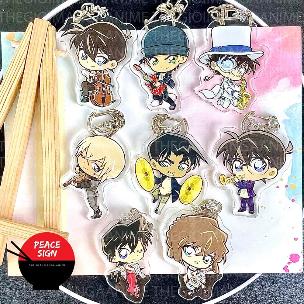 (mua 1 tặng 1) Móc khóa DETECTIVE CONAN ver ÂM NHẠC Thám tử lừng danh mica in hình anime chibi quà tặng độc đáo