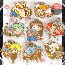 (mua 1 tặng 1) Móc khóa ONE PIECE ĐẢO HẢI TẶC ver MẮT CHẤM in hình anime chibi mica trong acrylic dễ thương 1