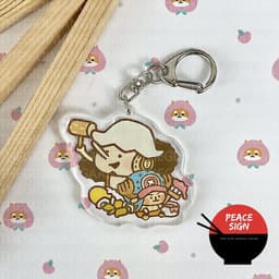 (mua 1 tặng 1) Móc khóa ONE PIECE ĐẢO HẢI TẶC ver MẮT CHẤM in hình anime chibi mica trong acrylic dễ thương 3