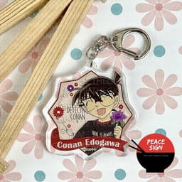 (Mua 1 tặng 1) Móc khóa in hình THÁM TỬ LỪNG DANH CONAN ver TẶNG HOA mica trong acrylic anime chibi quà tặng 3