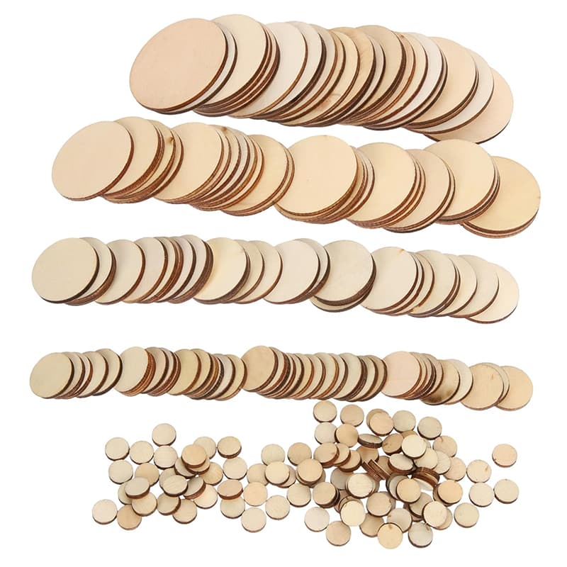 Set Miếng Gỗ TRÒN CÓ LỖ GIỮA, Nhiều Size Được Làm Bằng Gỗ Plywood Dày 3mm Dùng Làm Đồ Trang Trí, Tô Màu, Học Tập