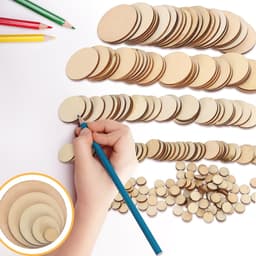 Set Miếng Gỗ TRÒN CÓ LỖ GIỮA, Nhiều Size Được Làm Bằng Gỗ Plywood Dày 3mm Dùng Làm Đồ Trang Trí, Tô Màu, Học Tập 2