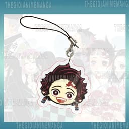 (mua 1 tặng 1) Móc dây treo điện thoại KIMETSU NO YAIBA ver mặt cười in hình Thanh Gươm Diệt Quỷ chibi 9