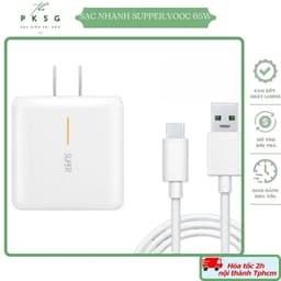 Sạc Nhanh Oppo  65W Super VOOC Type C, Củ Sạc Nhanh 65w + Dây Cáp Sạc cho Oppo, Realme 1