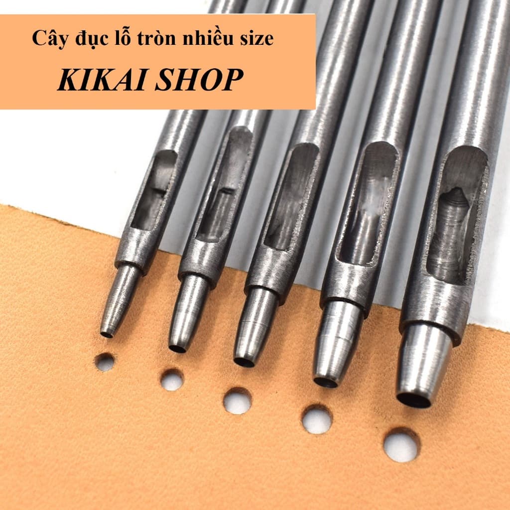 Cây đục lỗ tròn thủ công cao cấp (1mm tới 10mm) Loại gắn lưỡi đục vào Đục lỗ dây nịt, đồ da, giấy, ni lông....