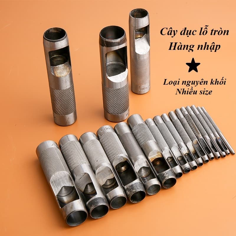 Cây đục lỗ Dụng cụ đục lỗ tròn | Dụng cụ làm đồ da | Loại Nguyên Khối | Hàng nhập