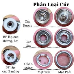 Kìm bấm cúc áo (nút vành / nút 5 chấu / nút áo em bé) Size 9mm Bấm lên vải được 5