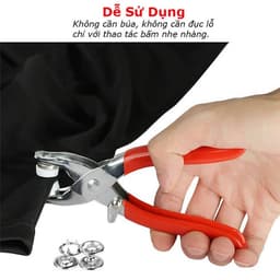 Kìm bấm cúc áo (nút vành / nút 5 chấu / nút áo em bé) Size 9mm Bấm lên vải được 2