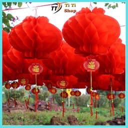 COMBO 20 Đèn lồng NILONG  đỏ Giá Rẻ  chữ Phúc treo trang trí Tết  treo tết đèn lồng nilong 2