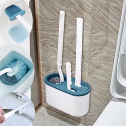 Cọ vệ sinh toilet bồn cầu, nhà tắm 3 trong 1 bằng silicon cao cấp kèm hộp treo tường chắc chắn 2