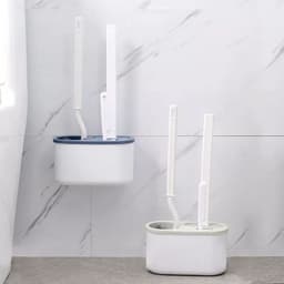 Cọ vệ sinh toilet bồn cầu, nhà tắm 3 trong 1 bằng silicon cao cấp kèm hộp treo tường chắc chắn 9