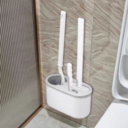 Cọ vệ sinh toilet bồn cầu, nhà tắm 3 trong 1 bằng silicon cao cấp kèm hộp treo tường chắc chắn 1