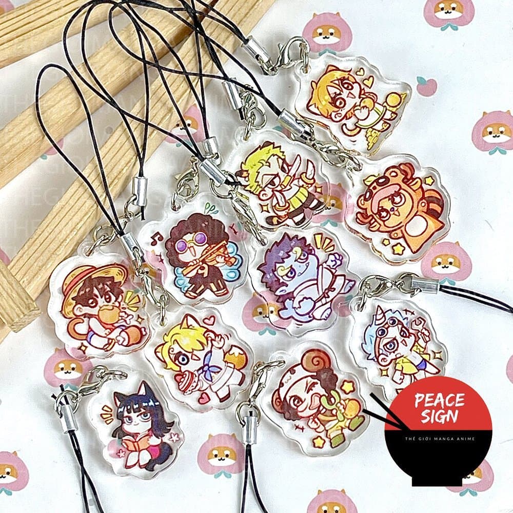 (mua 1 tặng 1) Móc dây treo điện thoại ONE PIECE ver BABY TAI THÚ anime chibi popsocket griptok mica tiện lợi