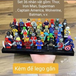 Bộ lắp ráp các nhân vật siêu anh hùng hàng xuất dư tặng kèm đế 3