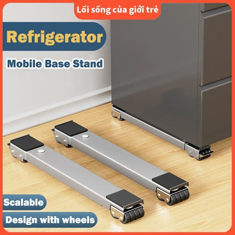Chân Đỡ Di Động Tủ Lạnh - Máy Giặt Kéo Dài 70cm, Đế Đỡ Máy Giặt Tủ Lạnh di động (bộ 2 thanh)