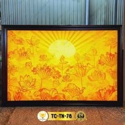 Đèn Hào Quang Trúc Chỉ In Ngang Hoa Sen Trang Trí Phòng Thờ, Bàn Thờ, Treo Tường TC-TN-78 1