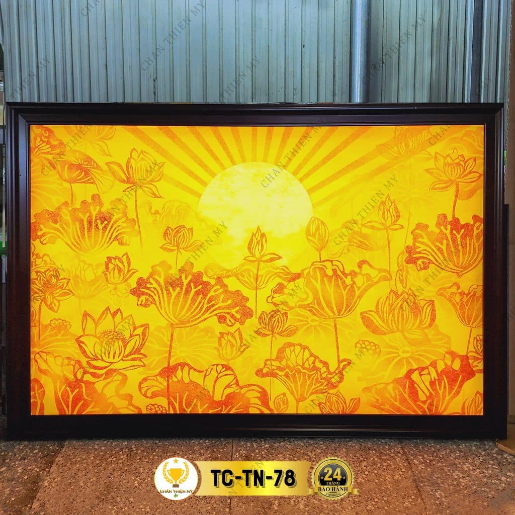 Đèn Hào Quang Trúc Chỉ In Ngang Hoa Sen Trang Trí Phòng Thờ, Bàn Thờ, Treo Tường TC-TN-78