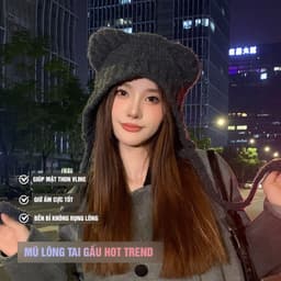 Mũ Len Giữ Ấm Nam Nữ Phối Dây Dài Và Hình Gấu Có Vành Che Tai Koala+ Cưng Xỉu U2432 2