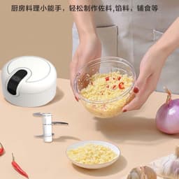Máy Xay Tỏi Xài Pin 250ml 50w Mẫu 2022 và Dụng Cụ Xay Tỏi Ớt Kéo Tay Mẫu Trắng/ Máy Xay Tỏi ớt (Heo). LMS 6